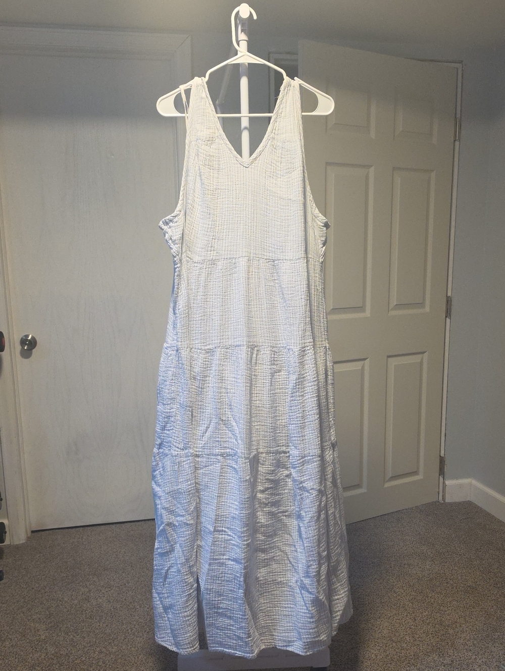 dip Light Blue V-Neck Tiered Maxi Dress